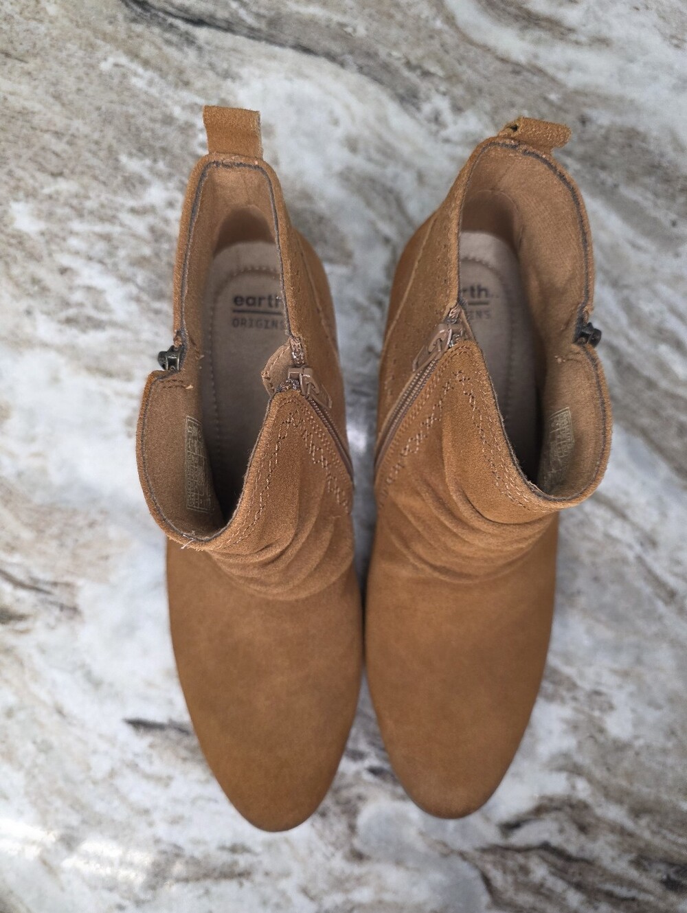Earth Origins Cheryl Suede Booties Cognac Women's Size 11 - Picture 3 of 9